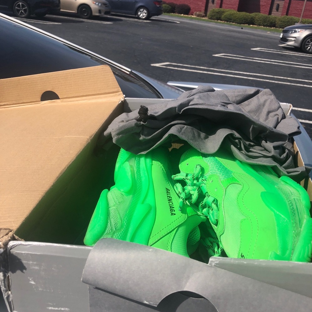 Balenciaga 3s clear sole NEON GREEN